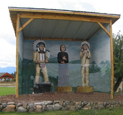 Diorama at Historic St. Mary's Mission depicting Chief Big Face, Fr. De Smet and Chief Victor