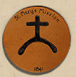 Leather Coaster branded with Historic St. Mary's Mission Brand, Cross on a Hill