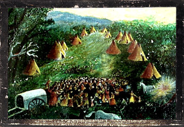 Watercolor by Fr. Nicholas Point - arrival of the Black Robes