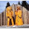 Original carvings by Don Rutledge in 1991. Carvings represented the meeting of Chief Big Face and Father De Smet.